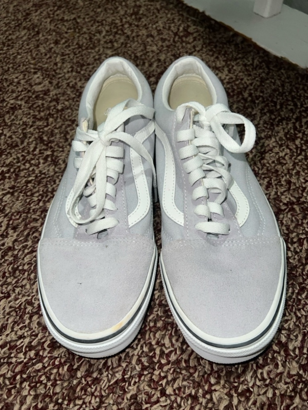 Classic Low-Top Lace-Up Vans in Light Gray and White